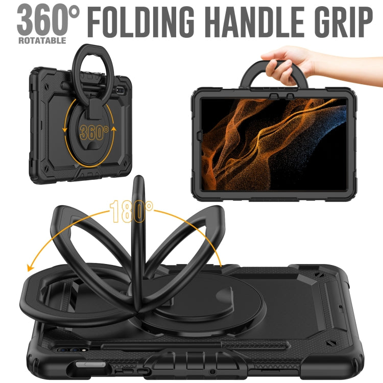 For Samsung Galaxy Tab S8 / S7 Bracelet Holder Silicone + PC Tablet Case(Black) - Galaxy Tab S8 Cases by buy2fix | Online Shopping UK | buy2fix
