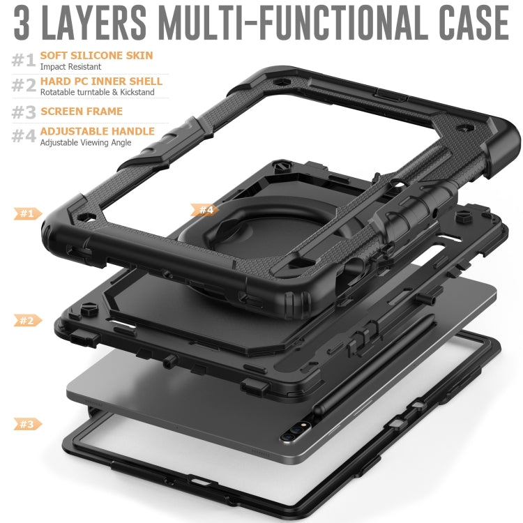 For Samsung Galaxy Tab S8 / S7 Bracelet Holder Silicone + PC Tablet Case(Black) - Galaxy Tab S8 Cases by buy2fix | Online Shopping UK | buy2fix