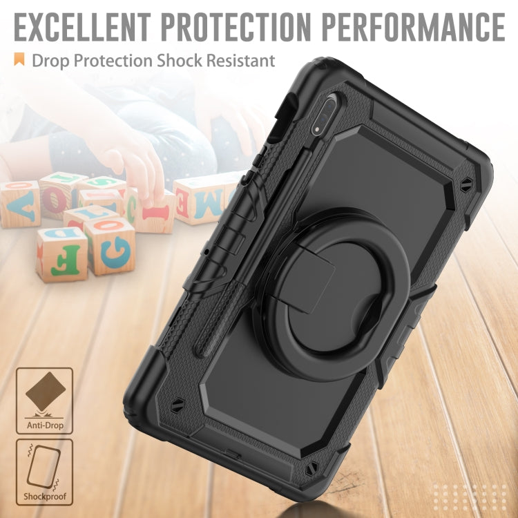 For Samsung Galaxy Tab S8 / S7 Bracelet Holder Silicone + PC Tablet Case(Black) - Galaxy Tab S8 Cases by buy2fix | Online Shopping UK | buy2fix
