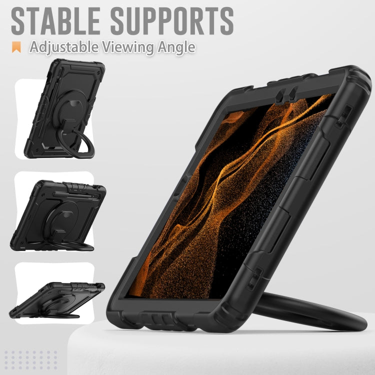For Samsung Galaxy Tab S8 / S7 Bracelet Holder Silicone + PC Tablet Case(Black) - Galaxy Tab S8 Cases by buy2fix | Online Shopping UK | buy2fix