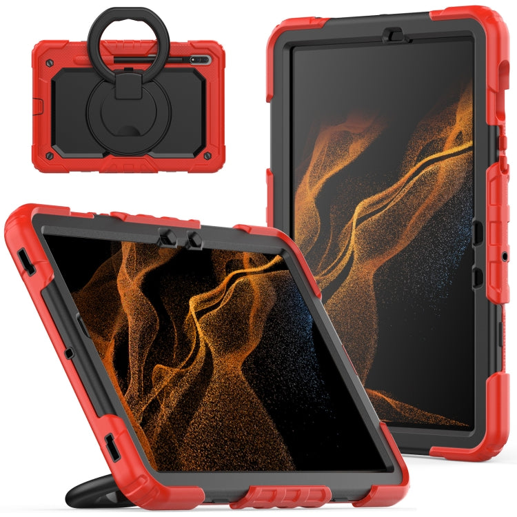 For Samsung Galaxy Tab S8 / S7 Bracelet Holder Silicone + PC Tablet Case(Red) by buy2fix