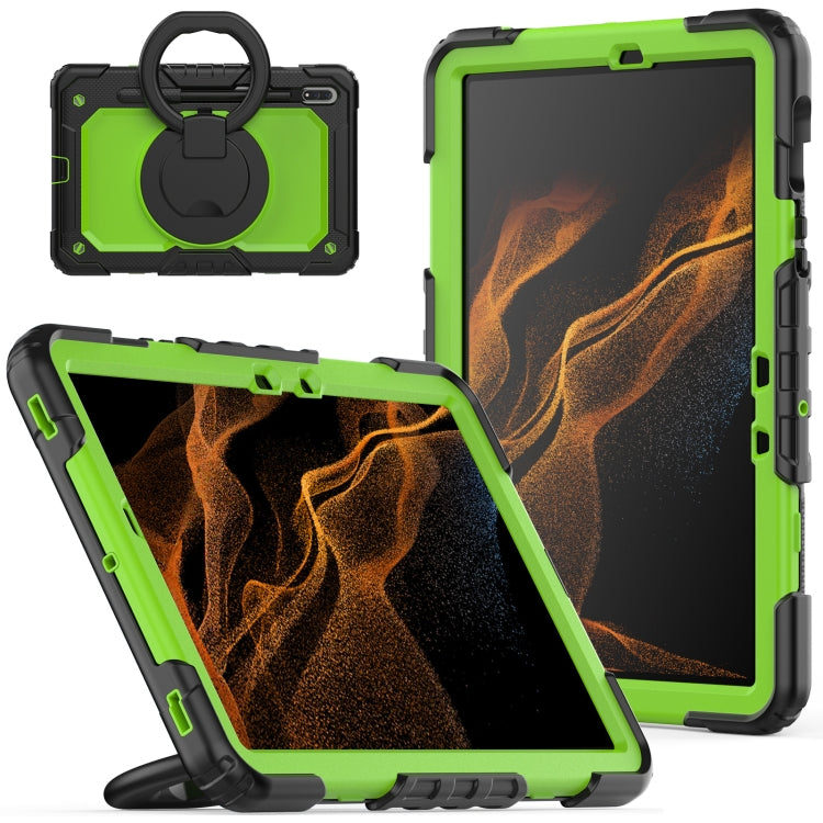 For Samsung Galaxy Tab S8 / S7 Bracelet Holder Silicone + PC Tablet Case(Yellow Green) by buy2fix