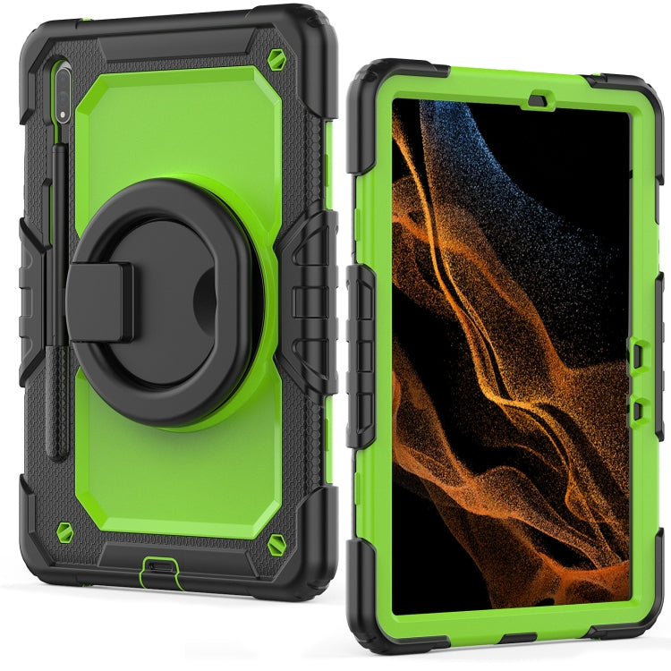 For Samsung Galaxy Tab S8 / S7 Bracelet Holder Silicone + PC Tablet Case(Yellow Green) by buy2fix