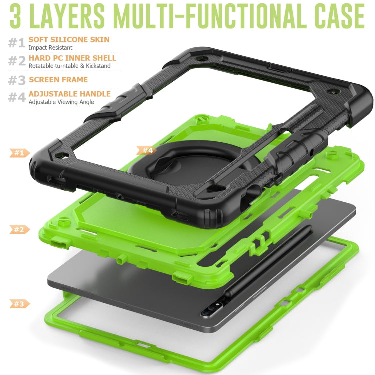 For Samsung Galaxy Tab S8 / S7 Bracelet Holder Silicone + PC Tablet Case(Yellow Green) by buy2fix