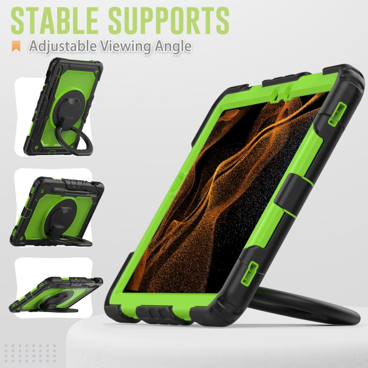 For Samsung Galaxy Tab S8 / S7 Bracelet Holder Silicone + PC Tablet Case(Yellow Green) by buy2fix