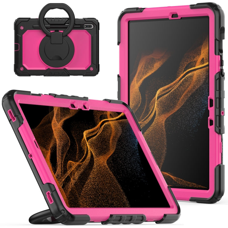 For Samsung Galaxy Tab S8 / S7 Bracelet Holder Silicone + PC Tablet Case(Rose Red) by buy2fix