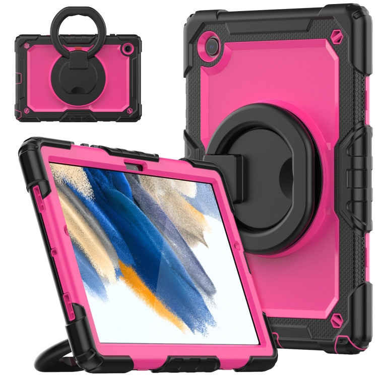 For Samsung Galaxy Galaxy Tab A8 Bracelet Holder Silicone + PC Tablet Case(Rose Red) - Other Galaxy Tab PC by buy2fix | Online Shopping UK | buy2fix