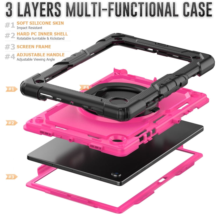 For Samsung Galaxy Galaxy Tab A8 Bracelet Holder Silicone + PC Tablet Case(Rose Red) - Other Galaxy Tab PC by buy2fix | Online Shopping UK | buy2fix