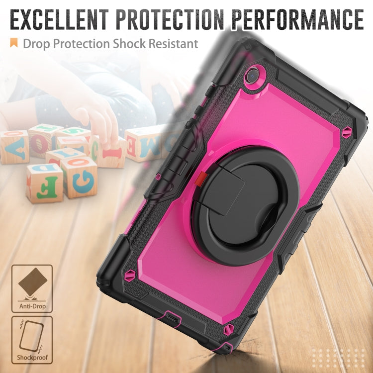 For Samsung Galaxy Galaxy Tab A8 Bracelet Holder Silicone + PC Tablet Case(Rose Red) - Other Galaxy Tab PC by buy2fix | Online Shopping UK | buy2fix