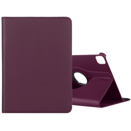 For iPad Air 13 2024 / iPad Pro 12.9 2022 / 2021 / 2020 Litchi Texture Horizontal Flip 360 Degrees Rotation Leather Tablet Case with Holder(Purple)