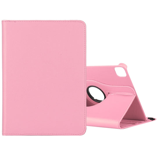 For iPad Air 13 2024 / iPad Pro 12.9 2022 / 2021 / 2020 Litchi Texture Horizontal Flip 360 Degrees Rotation Leather Tablet Case with Holder(Pink)