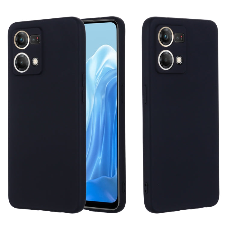 For OPPO Reno 7 4G Global/F21 Pro 4G Pure Color Liquid Silicone Shockproof Full Coverage Phone Case(Black) by buy2fix