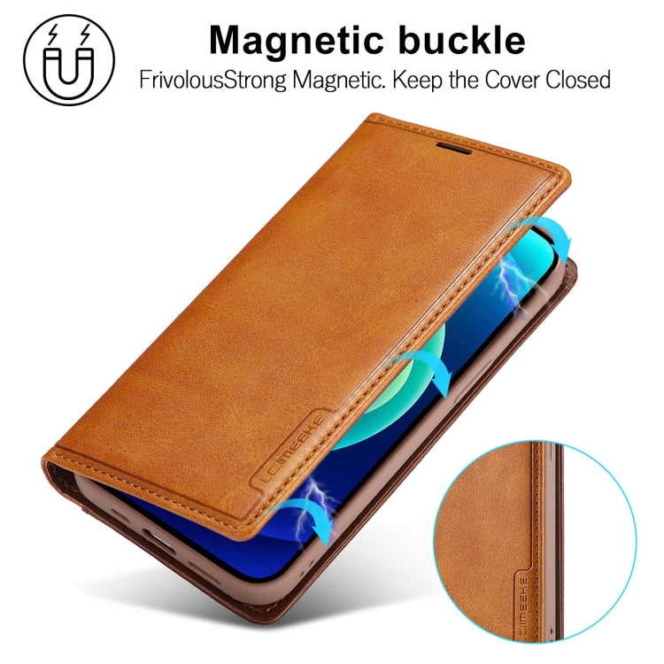 For iPhone 14 Pro Max LC.IMEEKE LC-001 Color Matching Frosted Leather Phone Case (Brown) - iPhone 14 Pro Max Cases by LC.IMEEKE | Online Shopping UK | buy2fix