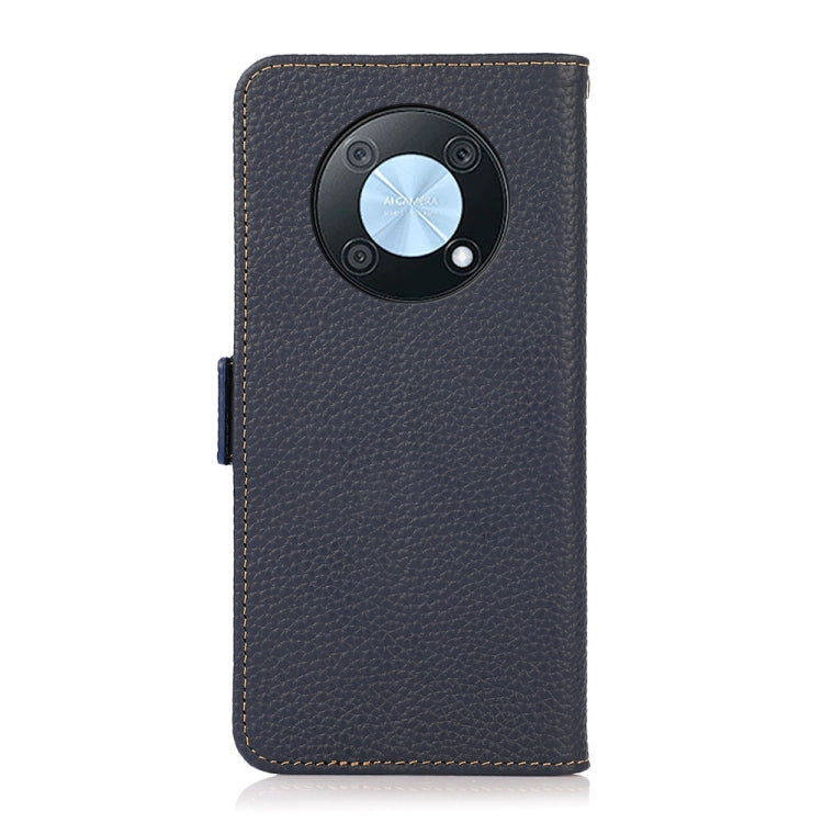 For Huawei nova Y90 / Enjoy 50 Pro KHAZNEH Litchi Texture RFID Genuine Leather Phone Case(Blue) - Huawei Cases by buy2fix | Online Shopping UK | buy2fix