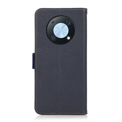 For Huawei nova Y90 / Enjoy 50 Pro KHAZNEH Litchi Texture RFID Genuine Leather Phone Case(Blue) - Huawei Cases by buy2fix | Online Shopping UK | buy2fix