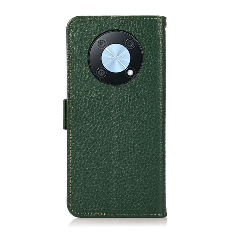 For Huawei nova Y90 / Enjoy 50 Pro KHAZNEH Litchi Texture RFID Genuine Leather Phone Case(Green) - Huawei Cases by buy2fix | Online Shopping UK | buy2fix