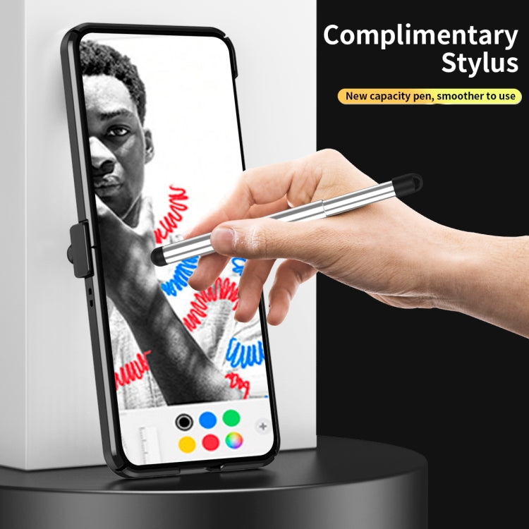 For Samsung Galaxy Z Flip3 5G Litchi Texture Leather Hinged Electroplated Phone Case with Pen(Black) - Galaxy Phone Cases by buy2fix | Online Shopping UK | buy2fix