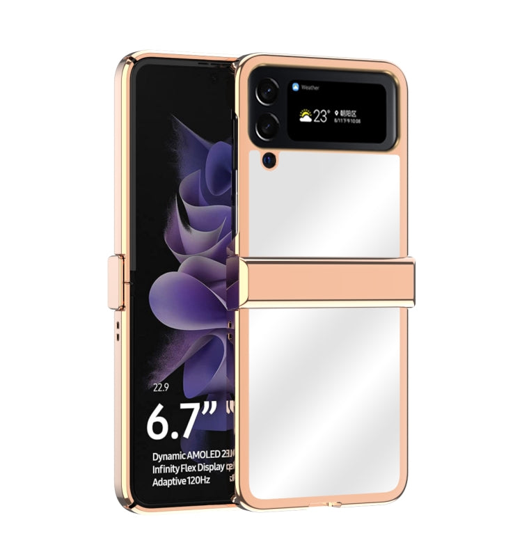 For Samsung Galaxy Z Flip4 Electroplating Mirror Hinge Phone Case(Rose Gold) - Galaxy Z Flip4 5G Cases by buy2fix | Online Shopping UK | buy2fix