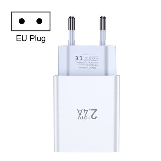 TOTU Joe Series Dual USB Ports Travel Charger, Plug Type:EU Plug(White) - USB Charger by TOTUDESIGN | Online Shopping UK | buy2fix