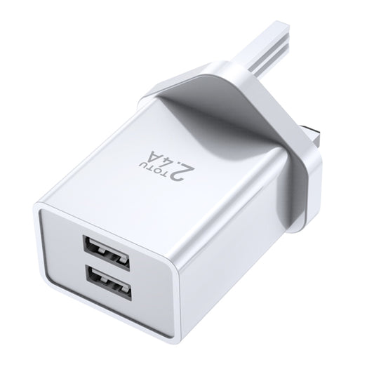 TOTU Joe Series Dual USB Ports Travel Charger, Plug Type:UK Plug(White) - USB Charger by TOTUDESIGN | Online Shopping UK | buy2fix