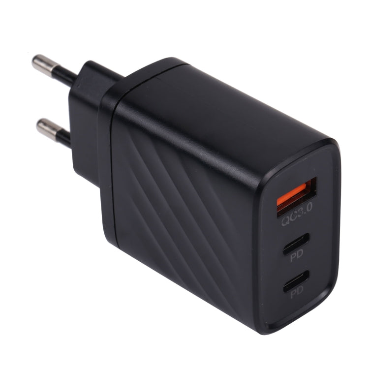 AR-892 3 in 1 QC3.0 PD20W USB + USB-C / Type-C Wall Travel Charger, Plug Type:EU Plug(Black) - USB Charger by buy2fix | Online Shopping UK | buy2fix