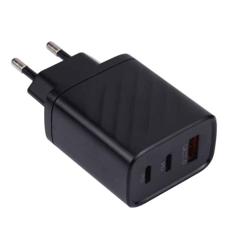 AR-892 3 in 1 QC3.0 PD20W USB + USB-C / Type-C Wall Travel Charger, Plug Type:EU Plug(Black) - USB Charger by buy2fix | Online Shopping UK | buy2fix