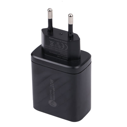 AR-892 3 in 1 QC3.0 PD20W USB + USB-C / Type-C Wall Travel Charger, Plug Type:EU Plug(Black) - USB Charger by buy2fix | Online Shopping UK | buy2fix