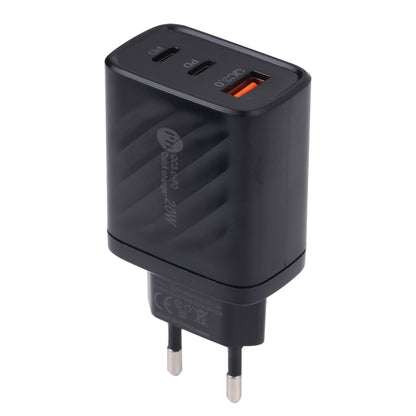 AR-892 3 in 1 QC3.0 PD20W USB + USB-C / Type-C Wall Travel Charger, Plug Type:EU Plug(Black) - USB Charger by buy2fix | Online Shopping UK | buy2fix