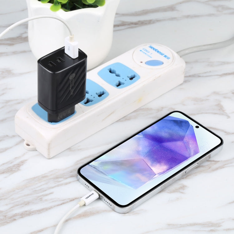 AR-892 3 in 1 QC3.0 PD20W USB + USB-C / Type-C Wall Travel Charger, Plug Type:EU Plug(Black) - USB Charger by buy2fix | Online Shopping UK | buy2fix