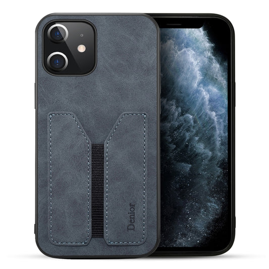 For iPhone 12 mini Denior Elastic Card Slot PU + TPU Phone Case (Grey) - iPhone 12 mini Cases by Denior | Online Shopping UK | buy2fix