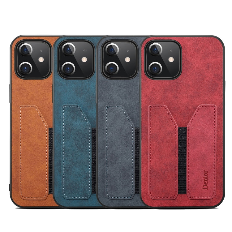 For iPhone 12 Denior Elastic Card Slot PU + TPU Phone Case(Grey) - iPhone 12 / 12 Pro Cases by Denior | Online Shopping UK | buy2fix