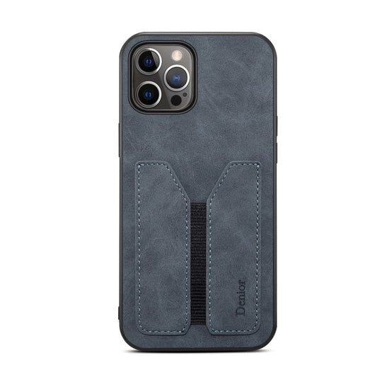 For iPhone 12 Pro Denior Elastic Card Slot PU + TPU Phone Case(Grey) - iPhone 12 / 12 Pro Cases by Denior | Online Shopping UK | buy2fix