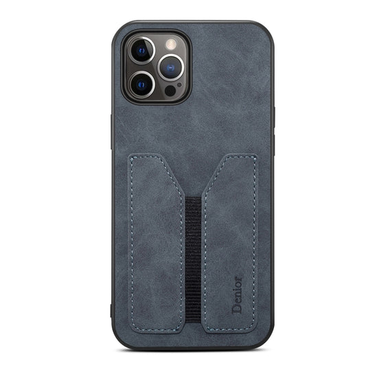 For iPhone 12 Pro Max Denior Elastic Card Slot PU + TPU Phone Case(Grey) - iPhone 12 Pro Max Cases by Denior | Online Shopping UK | buy2fix