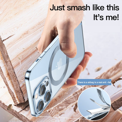 For iPhone 14 Lens Protector MagSafe Electroplated Phone Case (Silver) by buy2fix