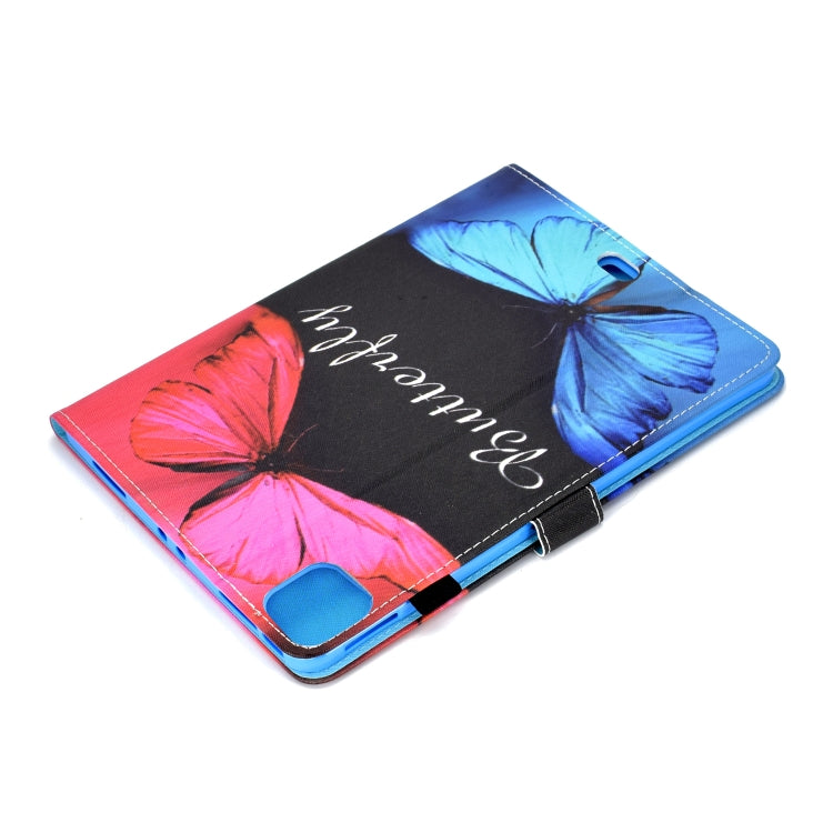 For iPad Pro 11 2020 Sewing Thread TPU Left and Right Flat Leather Tablet Case with Sleep Function & Card Slot & Buckle Anti-skid Strip and Pen Cover(Butterfly Love) - iPad Pro 11 (2020) Cases by buy2fix | Online Shopping UK | buy2fix