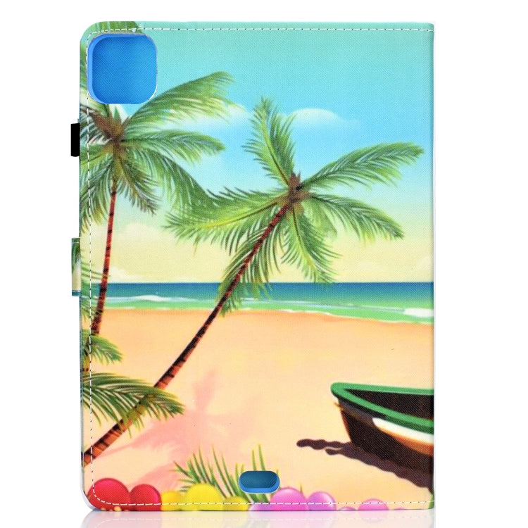 For iPad Pro 11 2020 Sewing Thread TPU Left and Right Flat Leather Tablet Case with Sleep Function & Card Slot & Buckle Anti-skid Strip and Pen Cover(Beach) - iPad Pro 11 (2020) Cases by buy2fix | Online Shopping UK | buy2fix