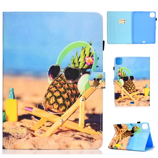 For iPad Pro 11 2020 Sewing Thread TPU Left and Right Flat Leather Tablet Case with Sleep Function & Card Slot & Buckle Anti-skid Strip and Pen Cover(Pineapple) - iPad Pro 11 (2020) Cases by buy2fix | Online Shopping UK | buy2fix