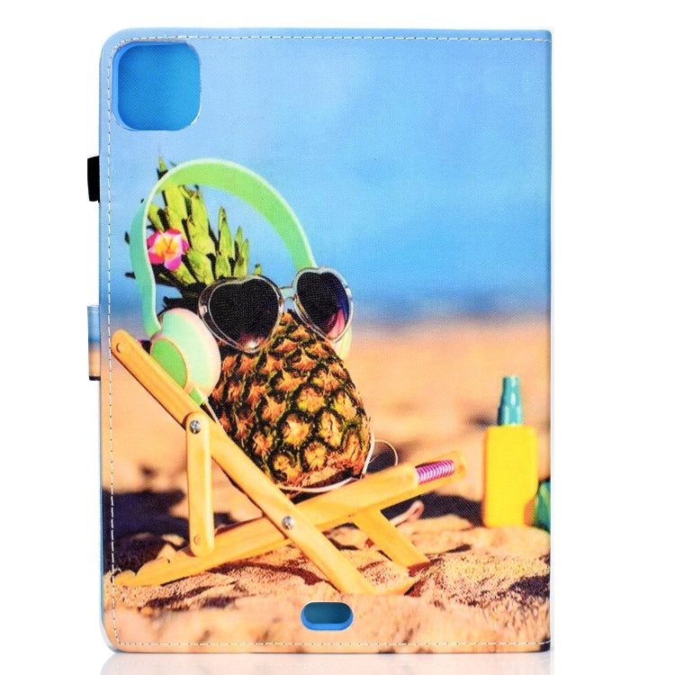 For iPad Pro 11 2020 Sewing Thread TPU Left and Right Flat Leather Tablet Case with Sleep Function & Card Slot & Buckle Anti-skid Strip and Pen Cover(Pineapple) - iPad Pro 11 (2020) Cases by buy2fix | Online Shopping UK | buy2fix