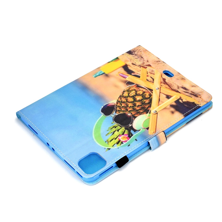 For iPad Pro 11 2020 Sewing Thread TPU Left and Right Flat Leather Tablet Case with Sleep Function & Card Slot & Buckle Anti-skid Strip and Pen Cover(Pineapple) - iPad Pro 11 (2020) Cases by buy2fix | Online Shopping UK | buy2fix
