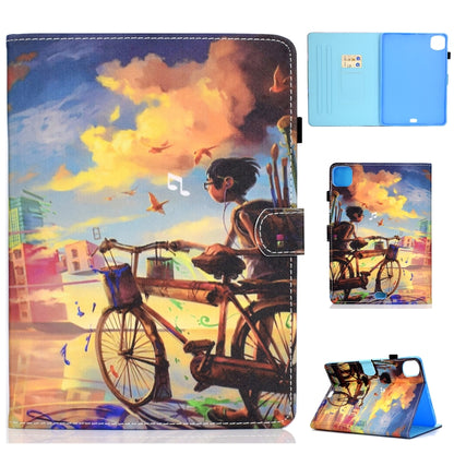 For iPad Pro 11 2020 Sewing Thread TPU Left and Right Flat Leather Tablet Case with Sleep Function & Card Slot & Buckle Anti-skid Strip and Pen Cover(Cycling Boy) - iPad Pro 11 (2020) Cases by buy2fix | Online Shopping UK | buy2fix