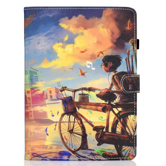 For iPad Pro 11 2020 Sewing Thread TPU Left and Right Flat Leather Tablet Case with Sleep Function & Card Slot & Buckle Anti-skid Strip and Pen Cover(Cycling Boy) - iPad Pro 11 (2020) Cases by buy2fix | Online Shopping UK | buy2fix