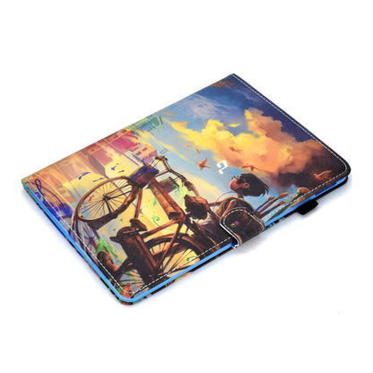 For iPad Pro 11 2020 Sewing Thread TPU Left and Right Flat Leather Tablet Case with Sleep Function & Card Slot & Buckle Anti-skid Strip and Pen Cover(Cycling Boy) - iPad Pro 11 (2020) Cases by buy2fix | Online Shopping UK | buy2fix