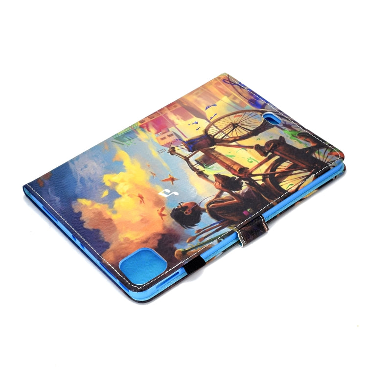 For iPad Pro 11 2020 Sewing Thread TPU Left and Right Flat Leather Tablet Case with Sleep Function & Card Slot & Buckle Anti-skid Strip and Pen Cover(Cycling Boy) - iPad Pro 11 (2020) Cases by buy2fix | Online Shopping UK | buy2fix