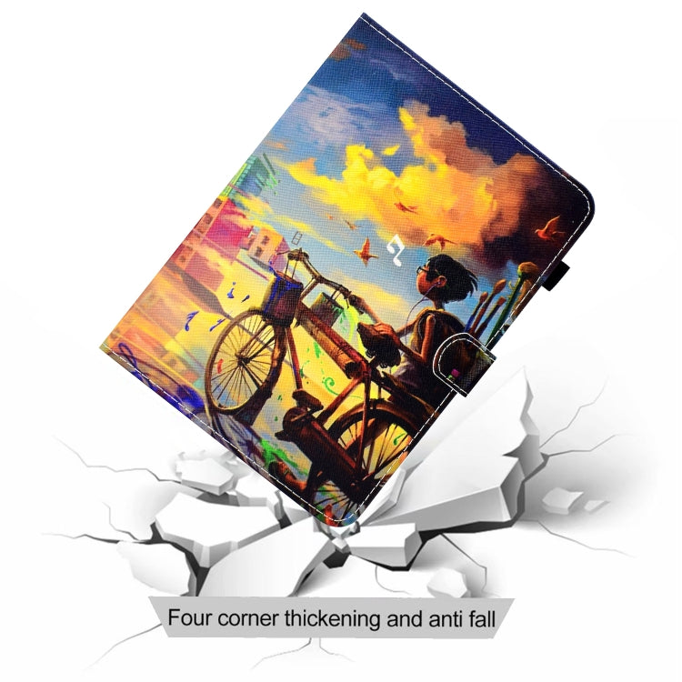For iPad Pro 11 2020 Sewing Thread TPU Left and Right Flat Leather Tablet Case with Sleep Function & Card Slot & Buckle Anti-skid Strip and Pen Cover(Cycling Boy) - iPad Pro 11 (2020) Cases by buy2fix | Online Shopping UK | buy2fix