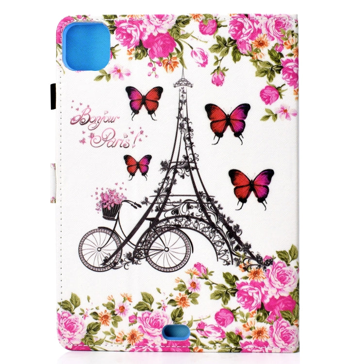 For iPad Pro 11 2020 Sewing Thread TPU Left and Right Flat Leather Tablet Case with Sleep Function & Card Slot & Buckle Anti-skid Strip and Pen Cover(Flower Tower) - iPad Pro 11 (2020) Cases by buy2fix | Online Shopping UK | buy2fix