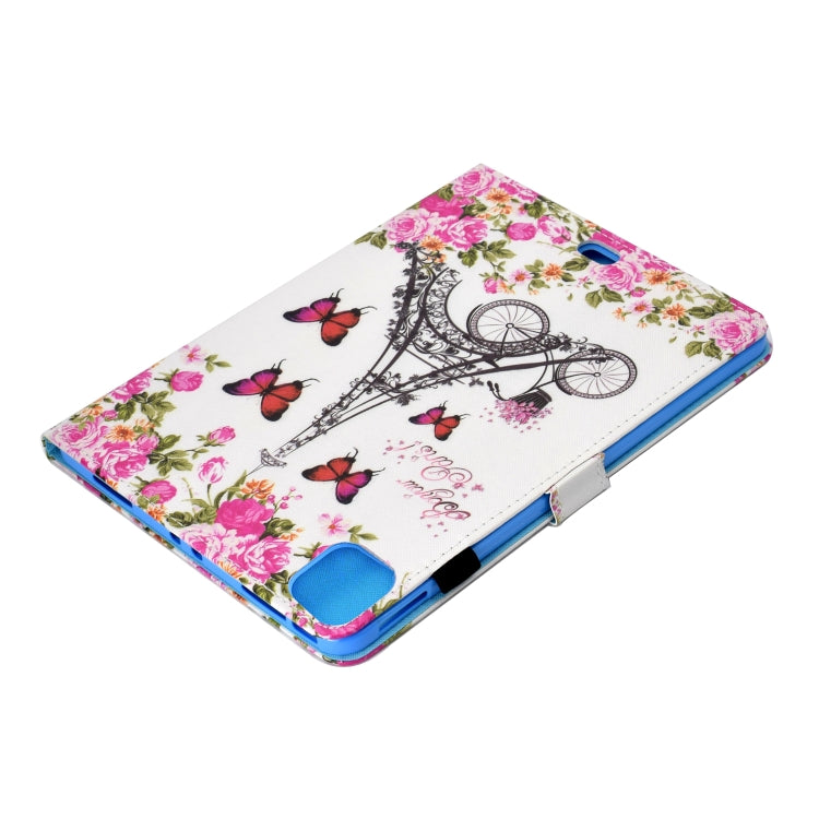 For iPad Pro 11 2020 Sewing Thread TPU Left and Right Flat Leather Tablet Case with Sleep Function & Card Slot & Buckle Anti-skid Strip and Pen Cover(Flower Tower) - iPad Pro 11 (2020) Cases by buy2fix | Online Shopping UK | buy2fix