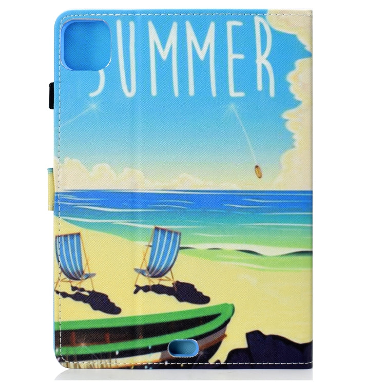 For iPad Pro 11 2020 Sewing Thread TPU Left and Right Flat Leather Tablet Case with Sleep Function & Card Slot & Buckle Anti-skid Strip and Pen Cover(Beach) - iPad Pro 11 (2020) Cases by buy2fix | Online Shopping UK | buy2fix