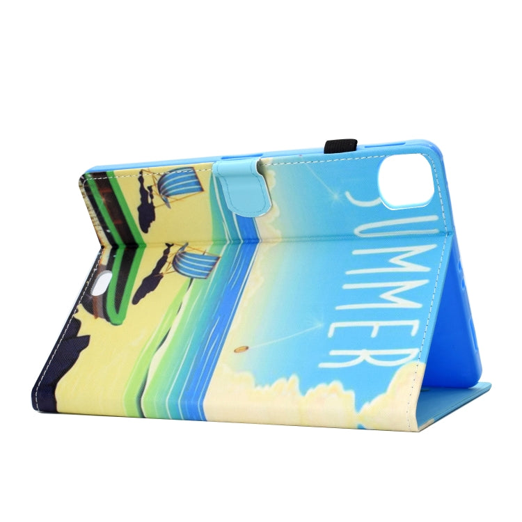 For iPad Pro 11 2020 Sewing Thread TPU Left and Right Flat Leather Tablet Case with Sleep Function & Card Slot & Buckle Anti-skid Strip and Pen Cover(Beach) - iPad Pro 11 (2020) Cases by buy2fix | Online Shopping UK | buy2fix