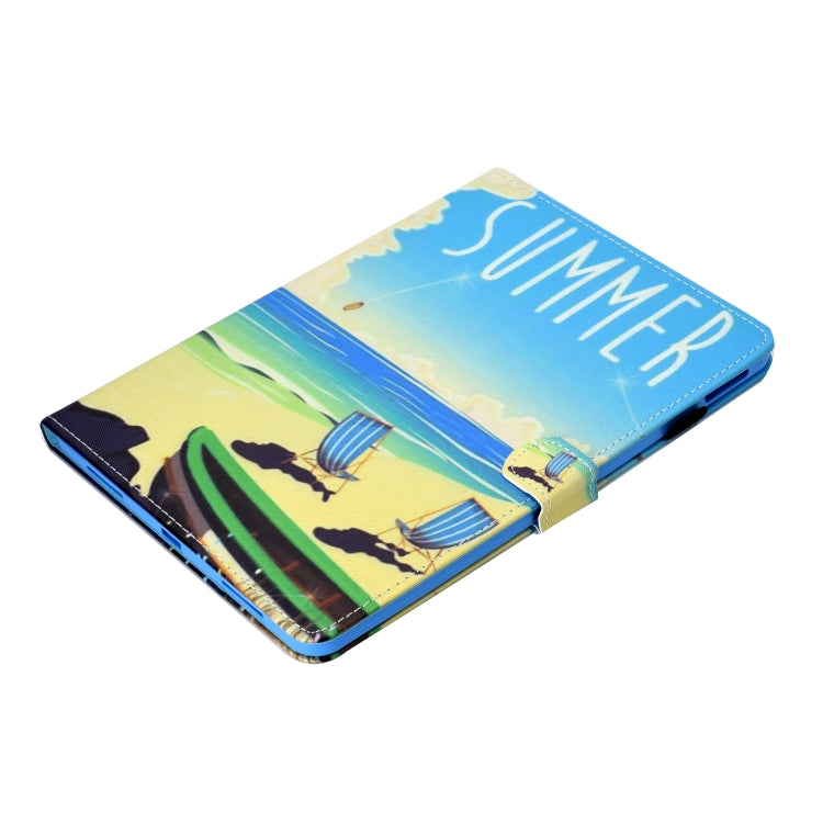 For iPad Pro 11 2020 Sewing Thread TPU Left and Right Flat Leather Tablet Case with Sleep Function & Card Slot & Buckle Anti-skid Strip and Pen Cover(Beach) - iPad Pro 11 (2020) Cases by buy2fix | Online Shopping UK | buy2fix