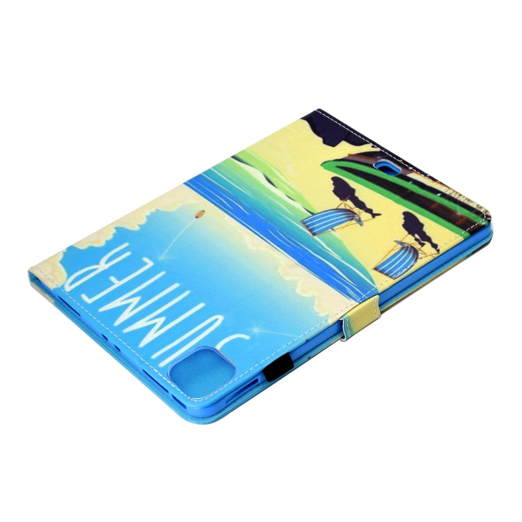 For iPad Pro 11 2020 Sewing Thread TPU Left and Right Flat Leather Tablet Case with Sleep Function & Card Slot & Buckle Anti-skid Strip and Pen Cover(Beach) - iPad Pro 11 (2020) Cases by buy2fix | Online Shopping UK | buy2fix
